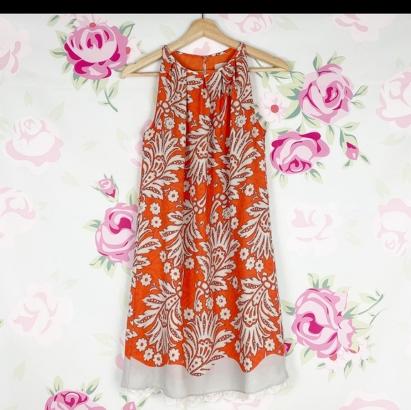 Ann‎ Taylor LOFT Orange Paisley Dress - Picture 9 of 10